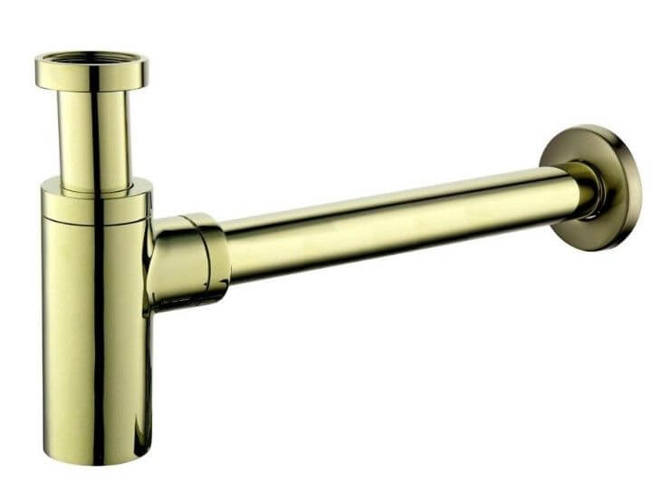 EMPORIA Półsyfon umywalkowy z mosiądzu okrągły, regulowany, ozdobny, przyłącze ¼ odpływ 32 mm. Złoty